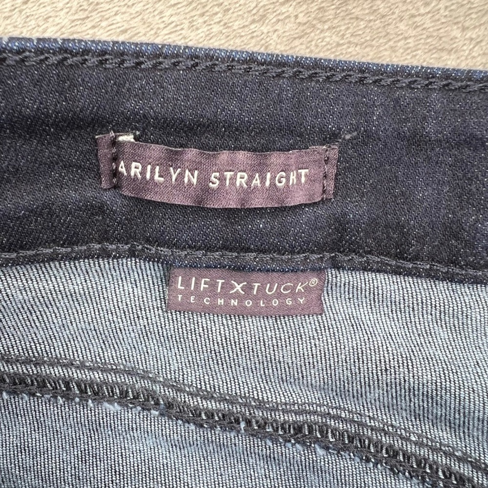 NYDJ Marilyn Straight Jeans Womens 4 Dark Blue Rinse Stretch Lift Tuck Denim New - Picture 12 of 15